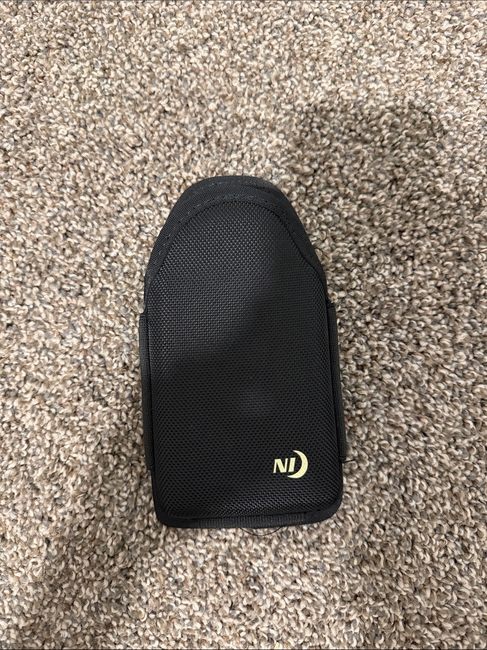 Men's Black Textured Phone Case Pouch with Subtle Gold Accent
